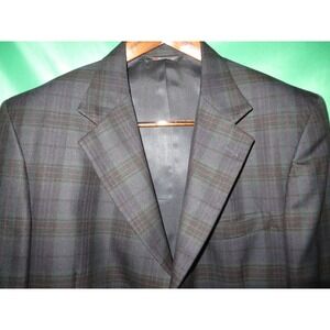 Chandler Reeves Clothing Mens Plaid Blazer Sport Coat Grey Green 44R Made in USA